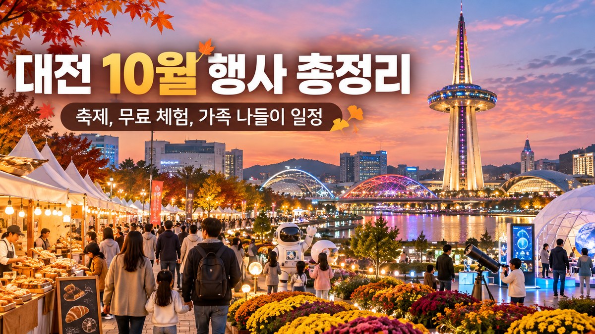 대전 야경과 축제 현장을 배경으로 한 2026년 10월 대전 행사 일정 대표 이미지