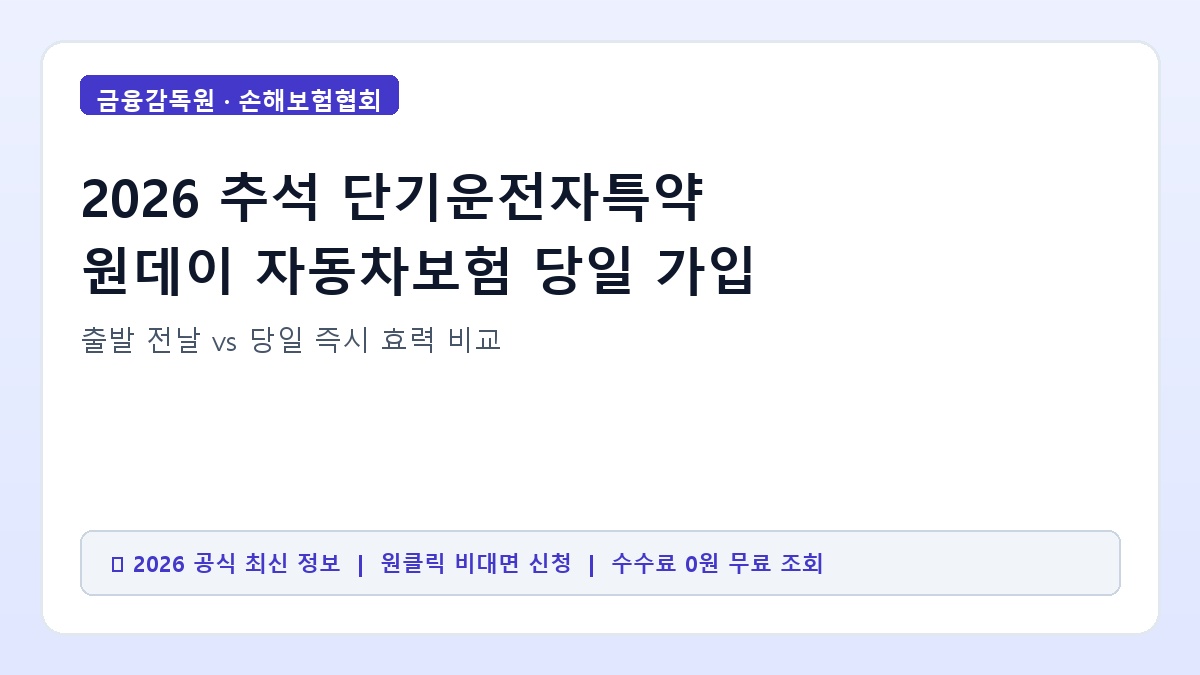 단기운전자확대특약과 원데이보험 비교 안내