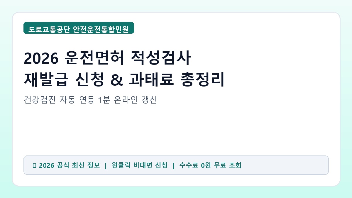 2026 운전면허 적성검사, 재발급 신청과 갱신 기간·과태료 안내 대표 이미지