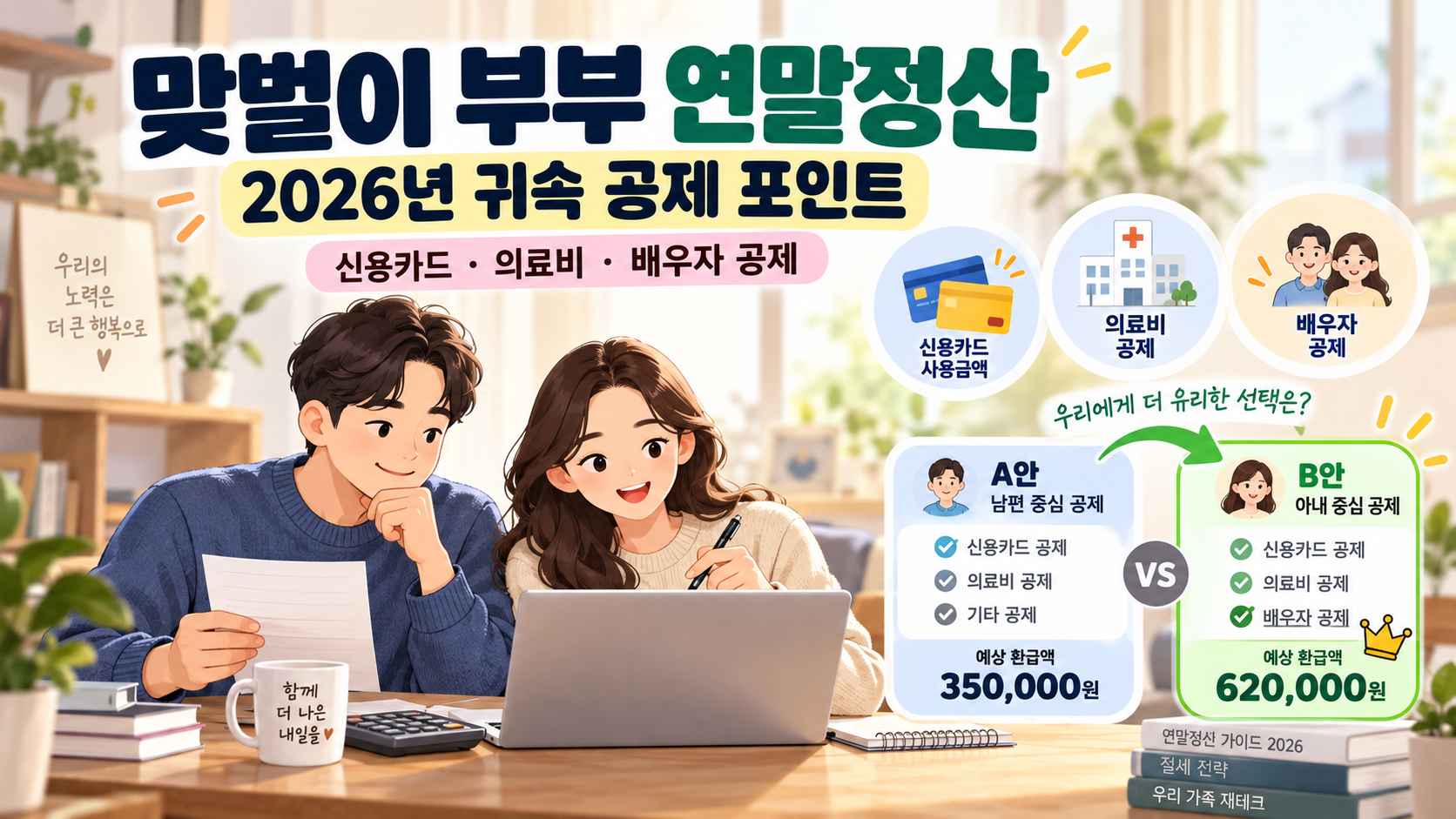 2026년 귀속 맞벌이 부부 연말정산 신용카드와 의료비 공제 비교