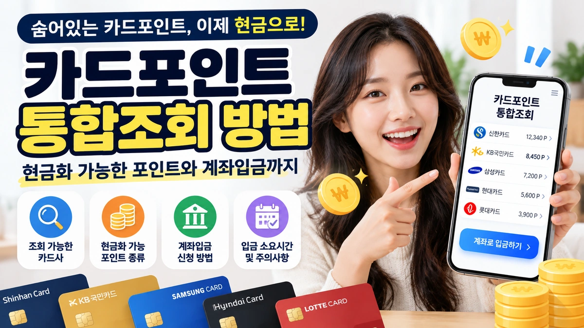 카드포인트 통합조회 방법: 현금화 가능한 포인트 확인과 본인 명의 계좌입금 안내