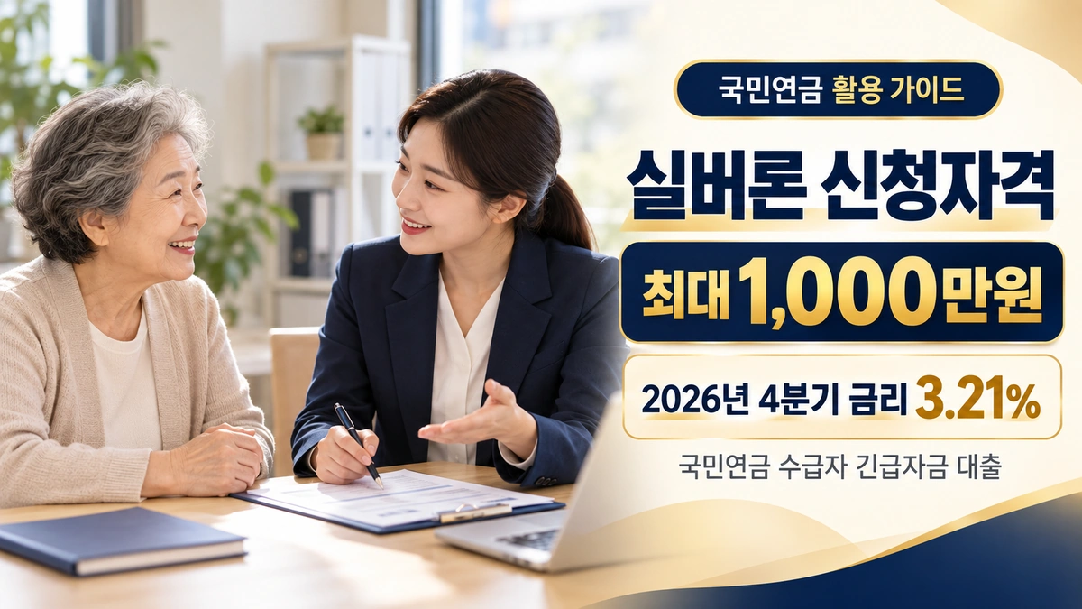 국민연금 실버론 신청자격과 최대 1,000만원 한도 및 2026년 4분기 금리 3.21% 안내 이미지