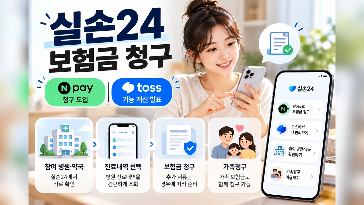 실손24 보험금 청구 안내: Npay 청구 도입과 토스 기능 개선, 참여 병원 확인부터 가족청구까지